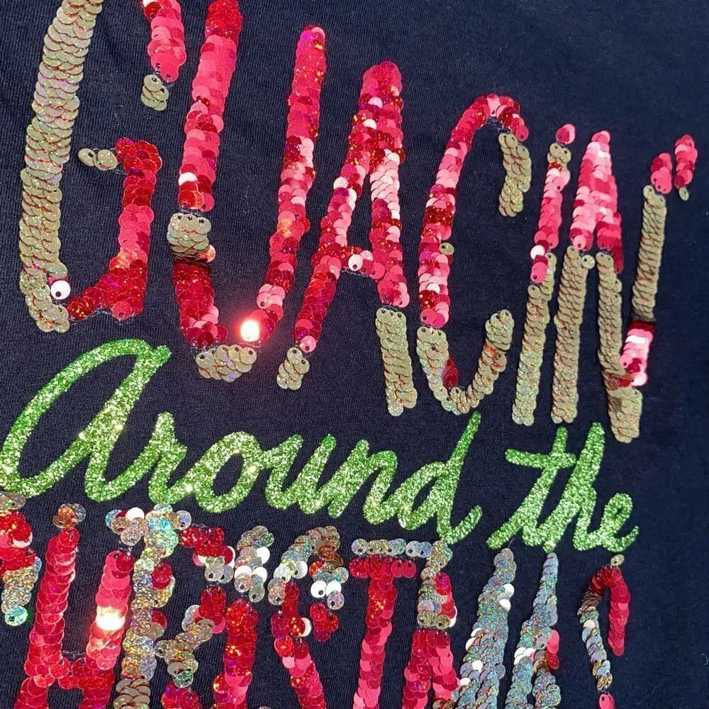 Justice changing sequins and glitter Longsleeve avocado Christmas shirt sz 10 gi
